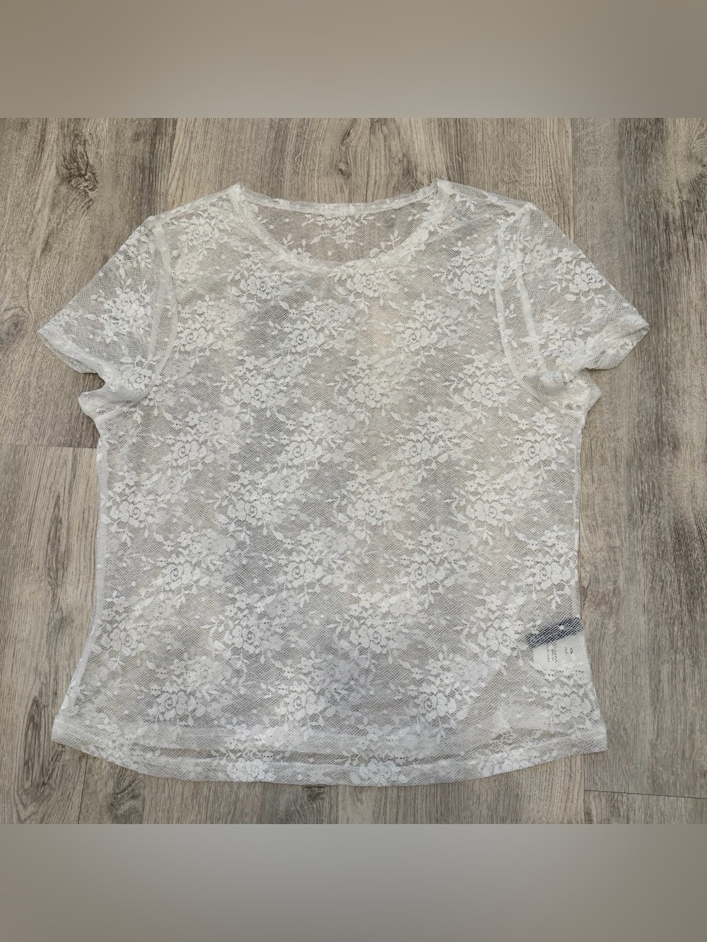 Prettygarden White Sheer Floral Lace Mesh Top XL NWOT Coquette